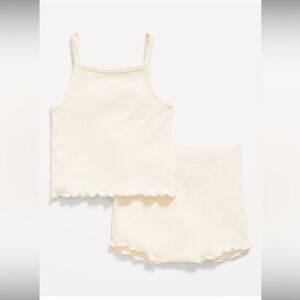 Cream Ribbed Tank and Shorts Set